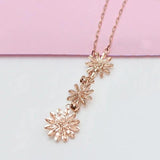 Purple Daisy Tassel Necklace 14K Rose Plated Wedding Jewelry