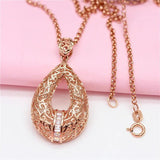 14K Rose Geometric Crystal Pendant Necklace for Woman