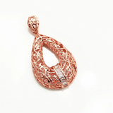 14K Rose Geometric Crystal Pendant Necklace for Woman