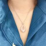 14K Rose Geometric Crystal Pendant Necklace for Woman