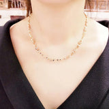Purple Double Flower Chunky Necklace 14K Rose Chain