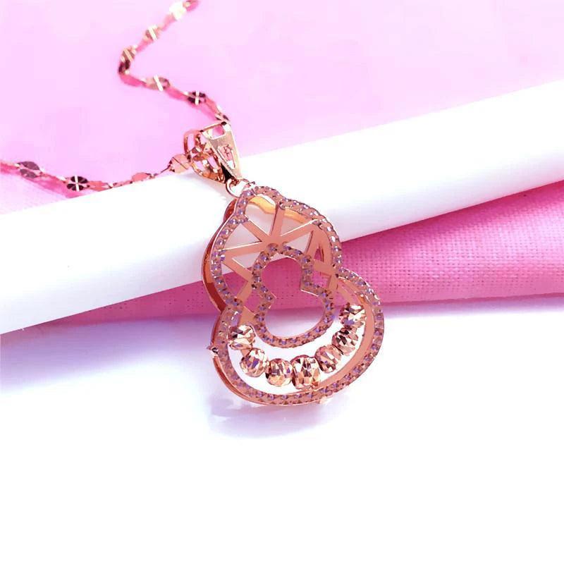 Purple Gourd Necklace Pendant 14K Rose Chinese Style Jewelry