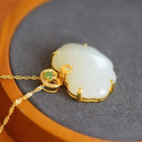 Hetian Jade Cloud Peace Lock Necklace Pendant Chinese Charm Jewelry