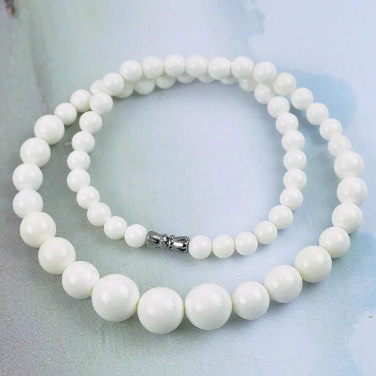 Natural Tridacna Round Beaded Necklace Jewelry for Women