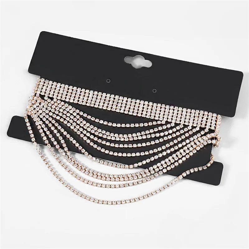 Exaggerated Alloy Diamond Multilayer Necklace Women's Necklace