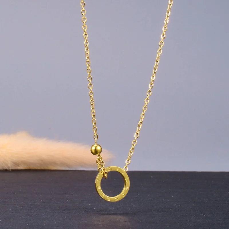 Circle Number 316L Titanium Stainless Steel Necklace Waterproof