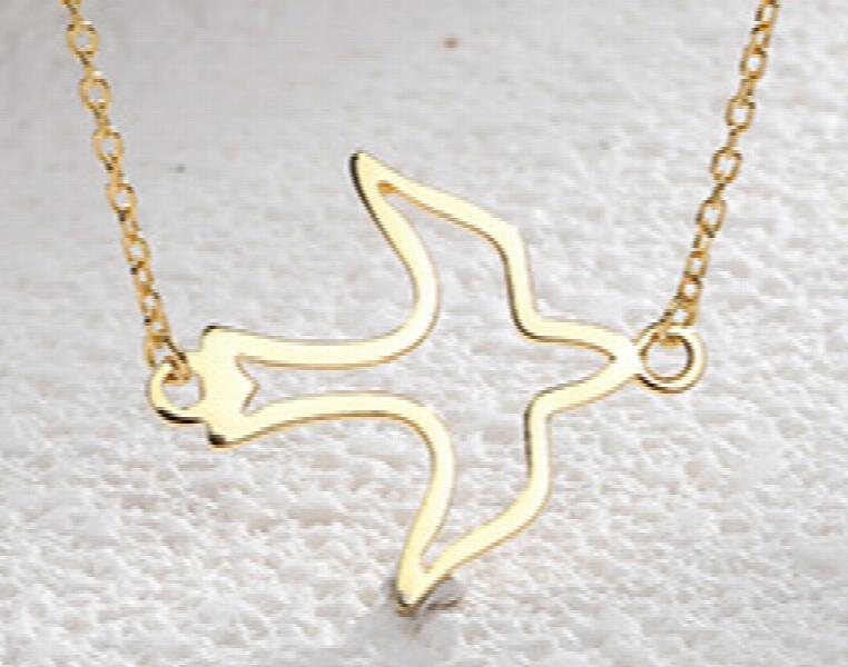 925 Sterling Silver Sweet Hollow Bird Pendant Necklace