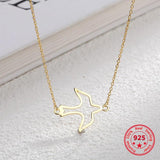 925 Sterling Silver Sweet Hollow Bird Pendant Necklace