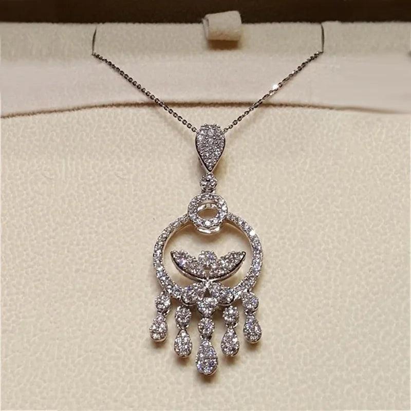 European Woman Party Birthday Wedding Gift Round Tassel Zircon Necklace