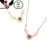 European Girl Birthday Gift Heart LOVE Zircon Pendant Necklace