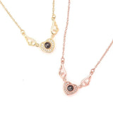 European Girl Birthday Gift Heart LOVE Zircon Pendant Necklace