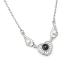 European Girl Birthday Gift Heart LOVE Zircon Pendant Necklace