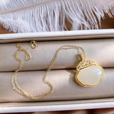 Diamond Hetian Chalcedony Pendant Hollow Charm Chinese Jewelry
