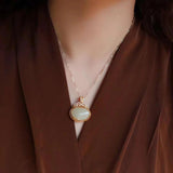 Diamond Hetian Chalcedony Pendant Hollow Charm Chinese Jewelry