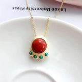 3D Southern Red Tourmaline Paw Pendant Necklace Retro Palace Jewelry