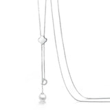 European Pearl Tassel Zircon S925 Silver Pendant Necklace