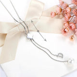 European Pearl Tassel Zircon S925 Silver Pendant Necklace