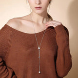 European Pearl Tassel Zircon S925 Silver Pendant Necklace