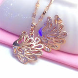 Purple Plated 14K Rose Ethnic Peacock Necklace Pendant