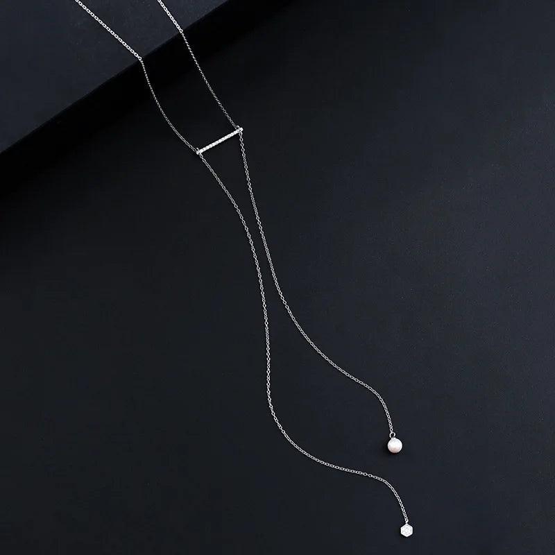European Woman Pearl Tassel Pendant Necklace