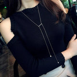European Woman Pearl Tassel Pendant Necklace