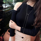 European Woman Pearl Tassel Pendant Necklace