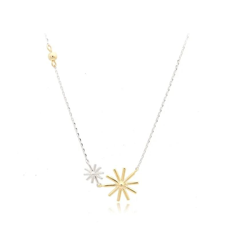 18KT Rose Pendant Necklace with Sun Flower Design