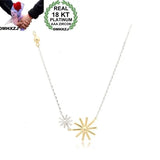 18KT Rose Pendant Necklace with Sun Flower Design