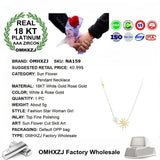 18KT Rose Pendant Necklace with Sun Flower Design