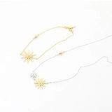 18KT Rose Pendant Necklace with Sun Flower Design