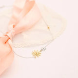18KT Rose Pendant Necklace with Sun Flower Design