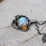 Moonstone Rose Tree Pendant Necklace 925 Sterling Silver