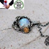 Moonstone Rose Tree Pendant Necklace 925 Sterling Silver