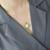 Hetian Jade Enamel Flower Pendant Necklace Chinese Style