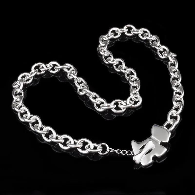 Sterling Silver Dog Chain Necklace for Women, Wedding Gift