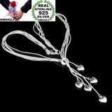 925 Sterling Silver Heart Lines Necklace for Women