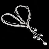 925 Sterling Silver Heart Lines Necklace for Women