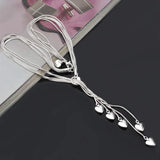 925 Sterling Silver Heart Lines Necklace for Women