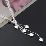 925 Sterling Silver Heart Lines Necklace for Women
