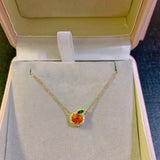 925 Silver Inlaid Gemstone Oranges Fruits Necklace Pendant