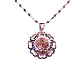 14K Rose Gold Plated Purple Hollow Flower Pendant Necklace for Women