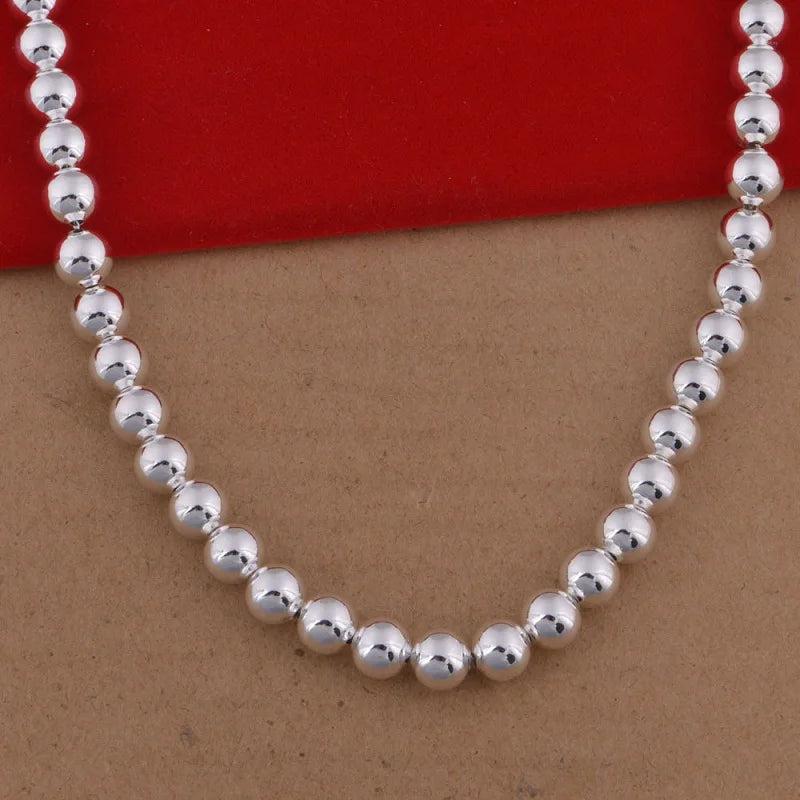 925 Sterling Silver Round Beads Chain Necklace