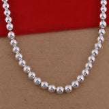 925 Sterling Silver Round Beads Chain Necklace