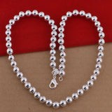 925 Sterling Silver Round Beads Chain Necklace