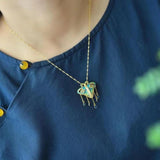 Hetian Jade Enamel Butterfly Pendant Necklaces Chinese Romantic Jewelry