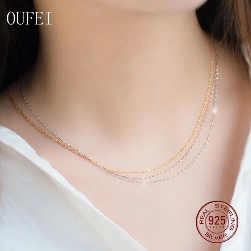 925 Sterling Silver Women Necklace Fine Workmanship Clavicle Chain