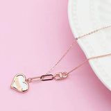 Rose Gold Heart LOVE Necklace for Women