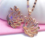 Purple 14K Rose Gold Peacock Necklace Pendant