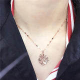 Purple 14K Rose Gold Peacock Necklace Pendant