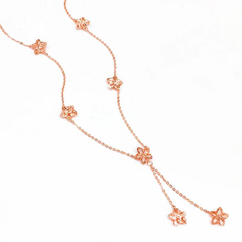 14K Rose Plated Tassel Flower Chain Necklace Wedding Jewelry